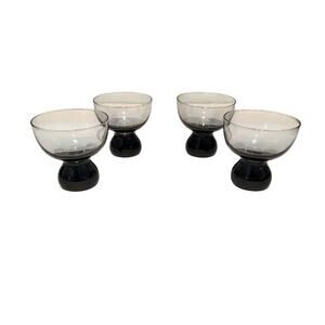 MCM Morgantown Cocktail Glasses Barware Smoke Gray Black 70s Set of 4